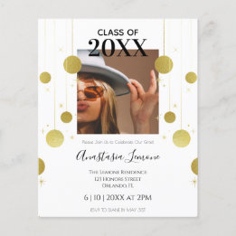 Convite para Graduação Dourada e Branca Moderno de