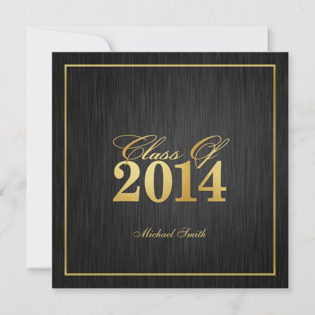Convite para graduação "Dourado" Elegante de 2014 (Frente)