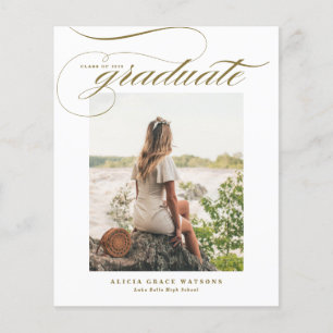 Convite para Graduação Elegante Dourada para Calig