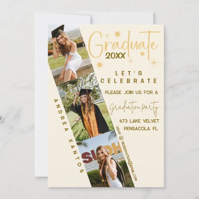 Convite para Graduação Elegante Moderno para Calig (Frente)