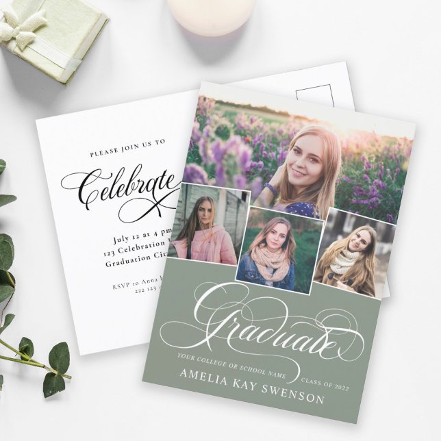 Convite para Graduação Elegante Moderno para Calig (Criador carregado)
