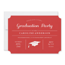 Convite para Graduação em Chic Moderno Vermelho