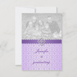 Convite para graduação em Vintage Lilac Damask