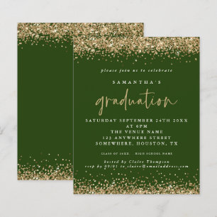 Convite para graduação Emerald Dourado Glitter 202