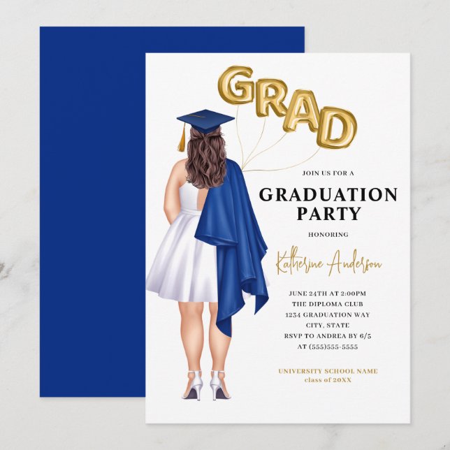 Convite para graduação feminina (Frente/Verso)