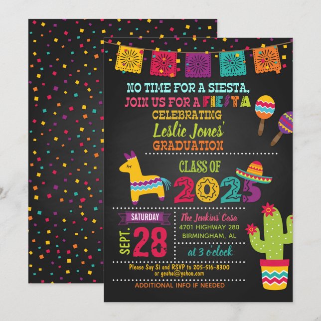 Convite para Graduação Fiesta - Blk (2025) (Frente/Verso)