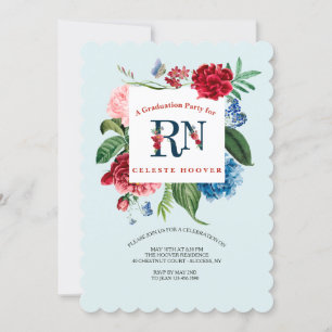 Convite para Graduação Floral de Enfermeira Regist
