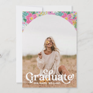 Convite para Graduação Floral Pastel Ditsy Editáve
