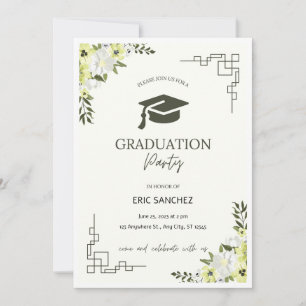 Convite para Graduação Floral Verde e Creme!