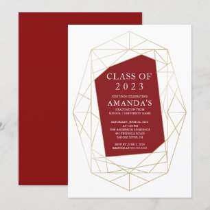 Convite para Graduação Geométrica Moderna Maroon