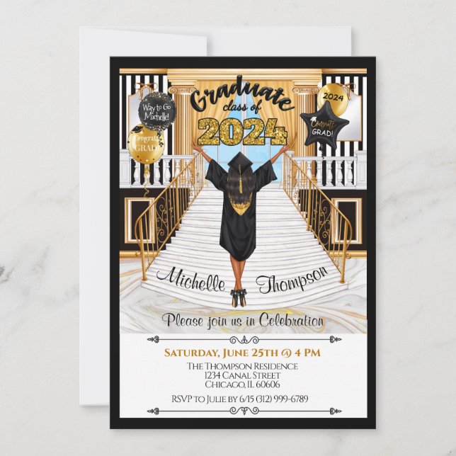 Convite para Graduação Hispânica Afro-Americana (Frente)