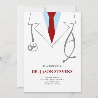 Convite para graduação médica de Casaco branco do 