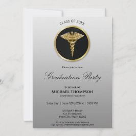 Convite para Graduação Médica Noble Dourada Caduce