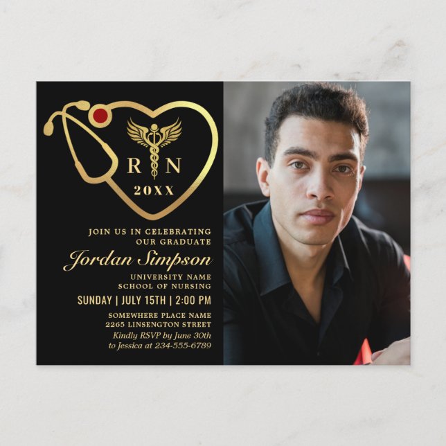 Convite para Graduação por Enfermagem com FOTO do  (Frente)