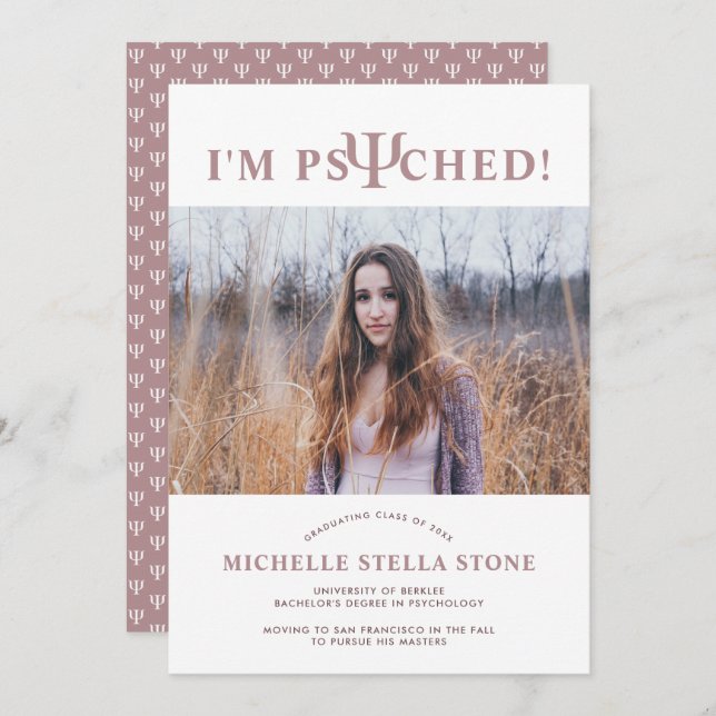 Convite para Graduação Psicológica ψ Psicologia Ps (Frente/Verso)