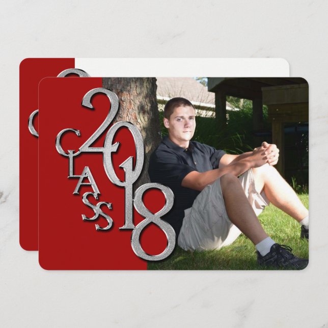 Convite para graduação Red and Silver 2018 (Frente/Verso)