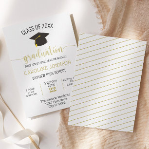 Convite para graduação simples Dourada a preto