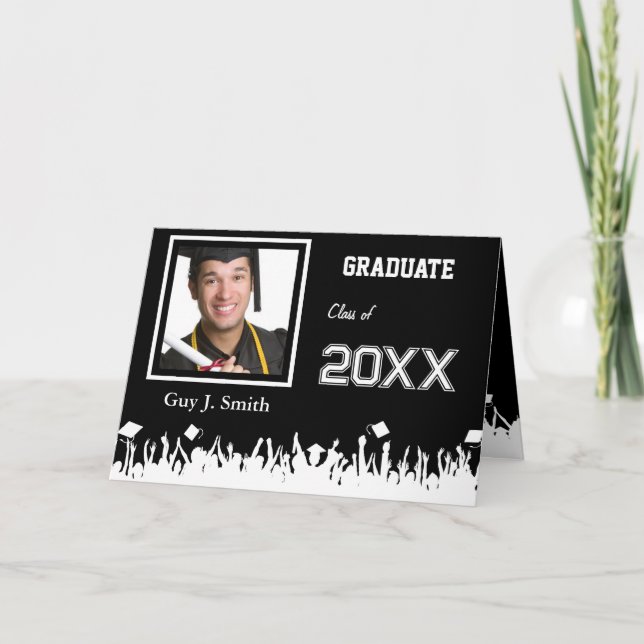 Convite Para Graduação Sua Foto Silhouette Crowd (Frente)