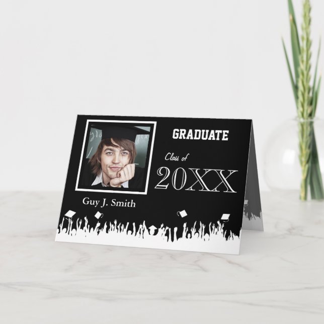 Convite Para Graduação Sua Foto Silhouette Crowd (Frente)