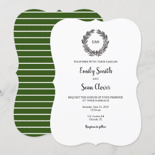 Convite para Greve Verde de Monograma de Casamento