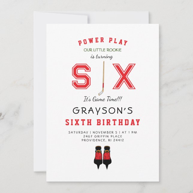 Convite para Icy Hockey 6 Birthday II (Frente)