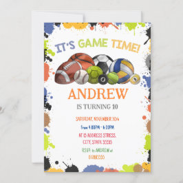 Convite para Impressão de Aniversário do Esporte P