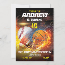 Convite para Impressão de Aniversário do Esporte P