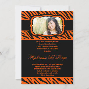 Convite para Impressão de Quinceanera de Orange Z
