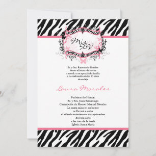 Convite para Impressão de Quinceanera para Borbol