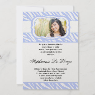 Convite para Impressão de Zebra Azul 5x7