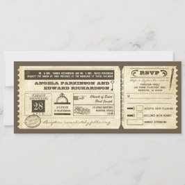 convite para ingresso de vintage de casamento com 