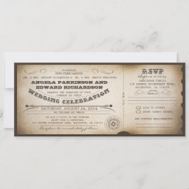 convite para ingresso de vintagem de casamento com