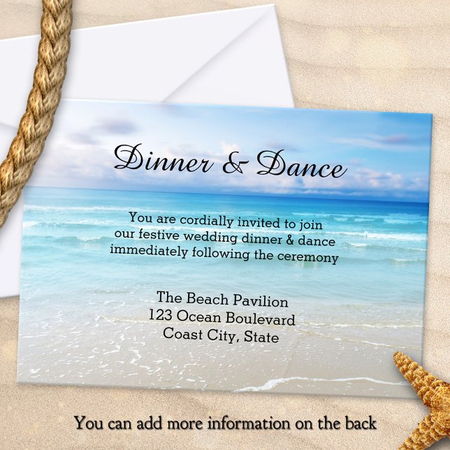 Convite para Inserção de Casamento de Praia ou Des (Beach or destination wedding insert invitation template with additional information for your guests)