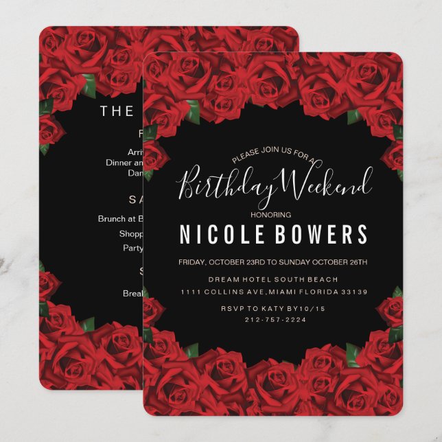 Convite para Itinerário de Fim de Semana de Aniver (Frente/Verso)