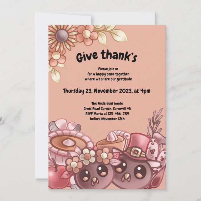 Convite para Janta Boho Thanksaking do Obrigado (Frente)