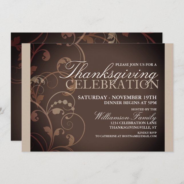Convite para Janta de Ação de Graças de Autumn Flo (Frente/Verso)