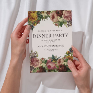 Convite para jantar com tema floral rústico elegan