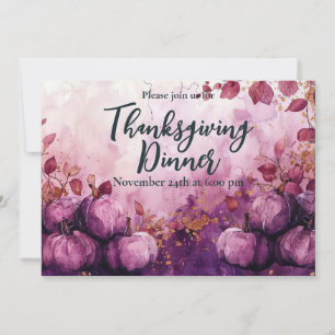 Convite para Jantar de Ação de Graças Aquarela Abó
