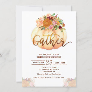 Convite para Jantar de Ação de Graças com Amigos c
