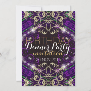 Convite para Jantar de Aniversário Purple Decor Ro