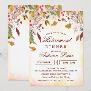 Convite para Jantar de Aposentadoria com Folhas de