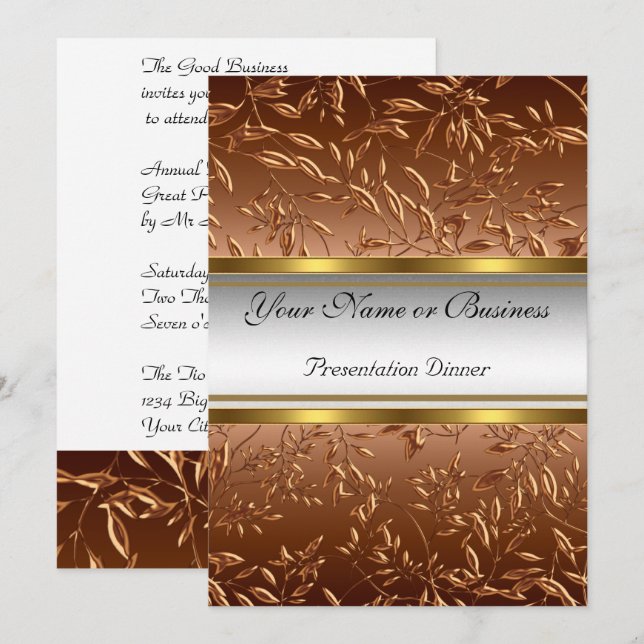 Convite para Jantar de Apresentação Anual de Negóc (Frente/Verso)