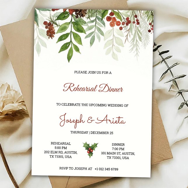 Convite para jantar de ensaio com design floral (Criador carregado)