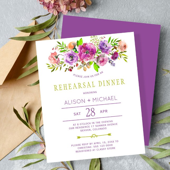 Convite para jantar de ensaio de casamento floral  (Criador carregado)