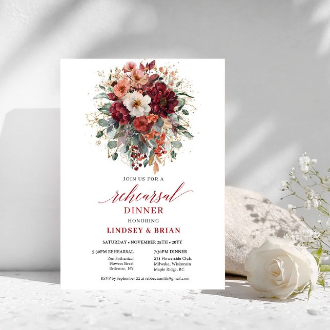 Convite para Jantar de Ensaio de Terracota Rústica (Rustic Terracotta Autumn Rehearsal Dinner Invitation

)