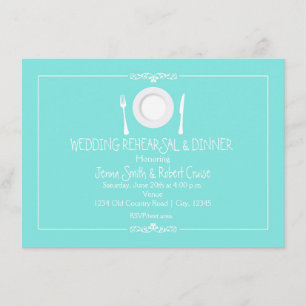Convite para Jantar de Ensaios de Casamento Azul T