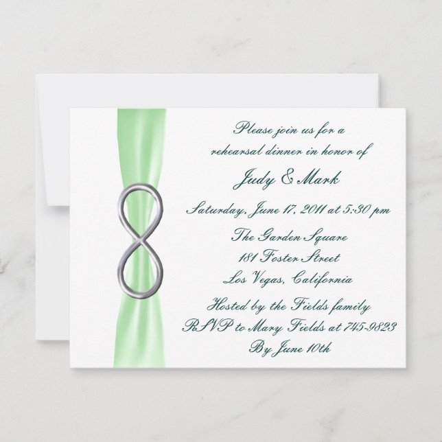 Convite para Jantar de Ensaios de Casamento Green  (Frente)