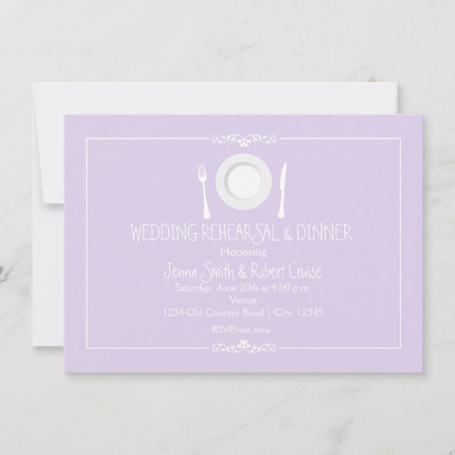 Convite para Jantar de Ensaios de Casamento Lavand (Frente)