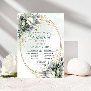 Convite para Jantar de Ensaios em Verde Branco com