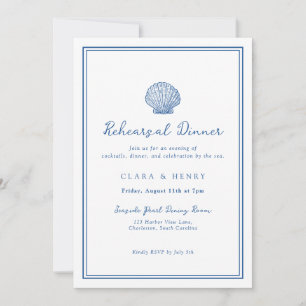 Convite para Jantar de Ensaios French Blue Seashel